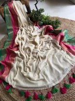 Mulmul Kanchi Pattern border Saree 