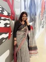 Maheswari Silk Black & White Check Saree