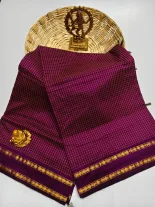 Maroonish Magenta Blended Cotton Check Saree 