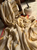 Zari Border Mulmul Stripe Saree 