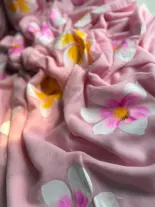 Mulmul handpainted Rose Saree 