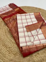 Maheswari Silk Red & White Saree 