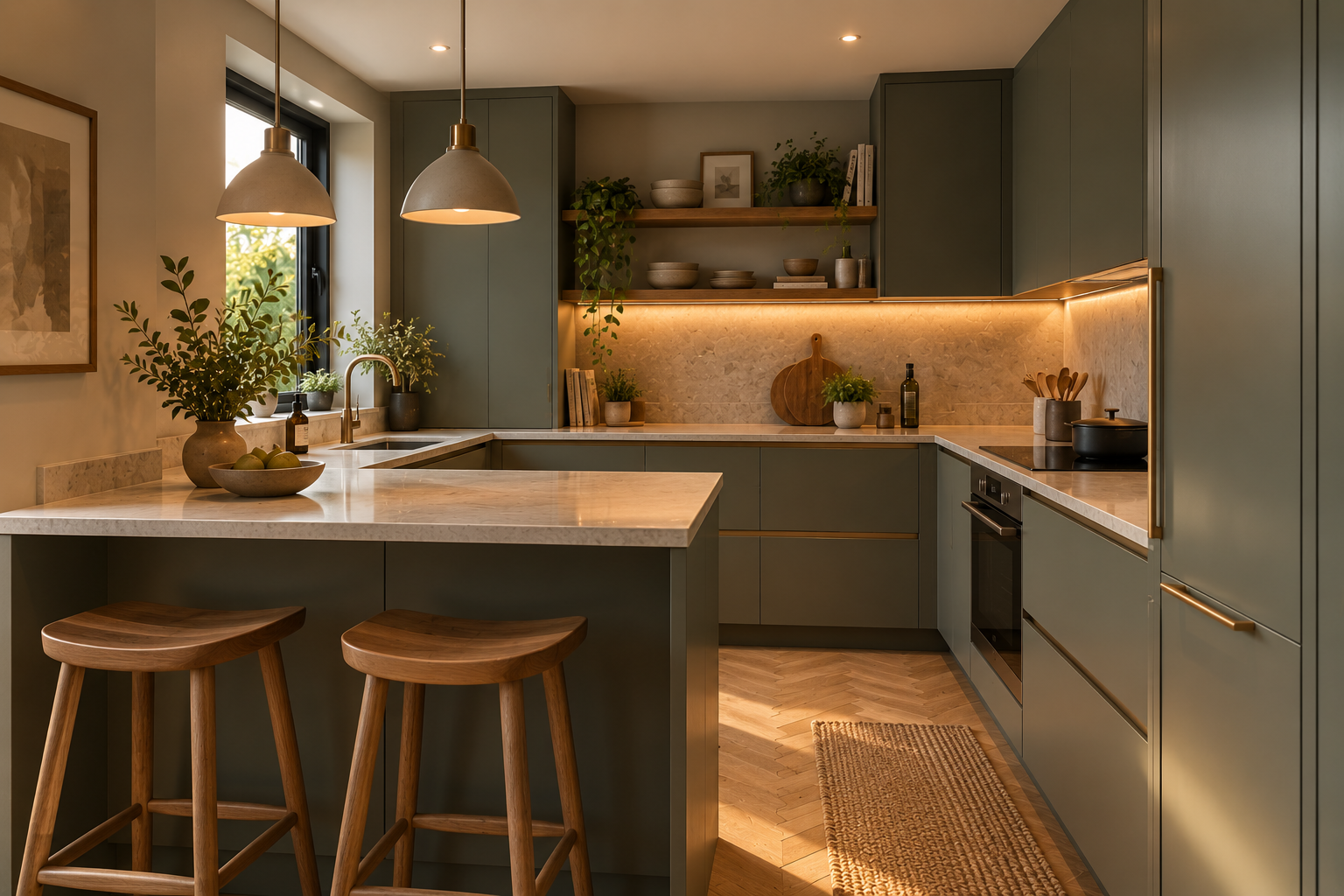 Cozy Modern Green Kitchen