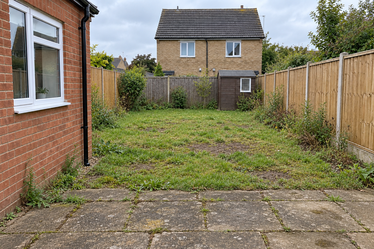 A Northampton garden before its landscaping transformation.
