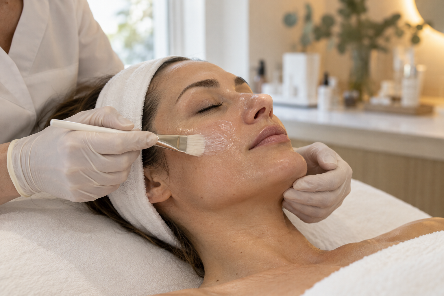 Gentle hydrating facial brush treatment