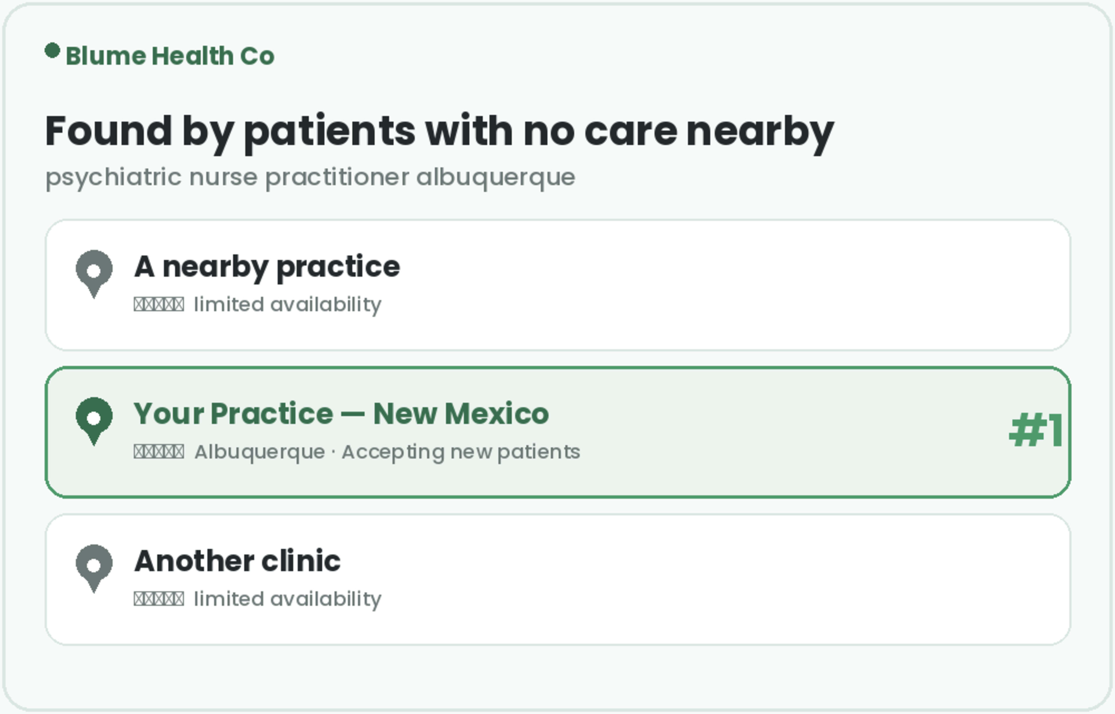 PMHNP Marketing in New Mexico found on Google