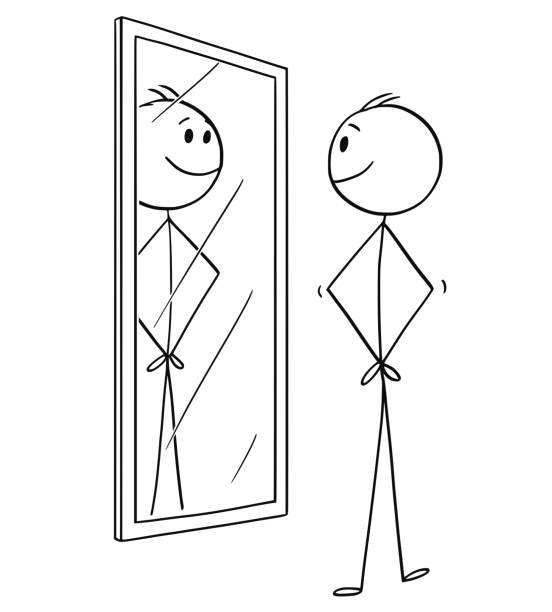 Ilustracion de una persona mirandose al espejo como simbolo de comparacion con uno mismo