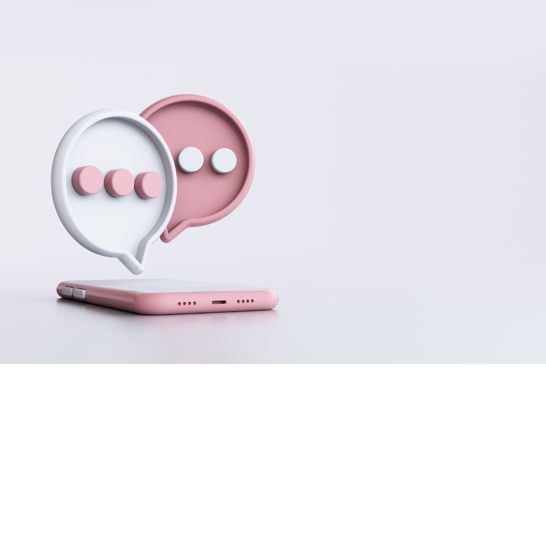 Pink phone with speech bubble icons representing DM conversations