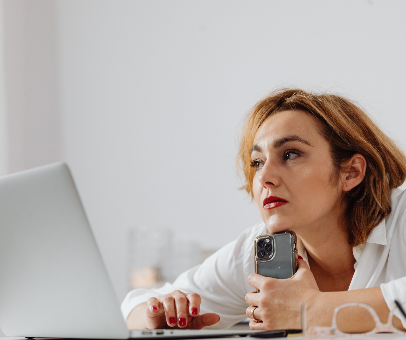 Woman considering her next step after a health coaching consultation