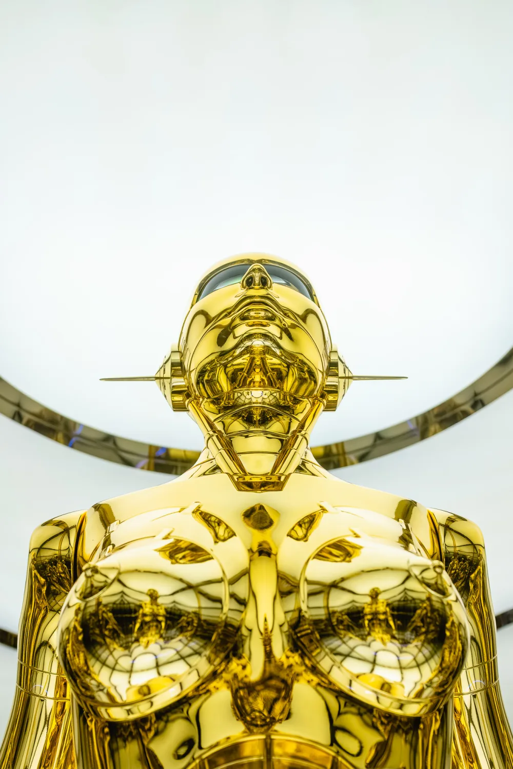 Gold Chrome Robot Sculpture