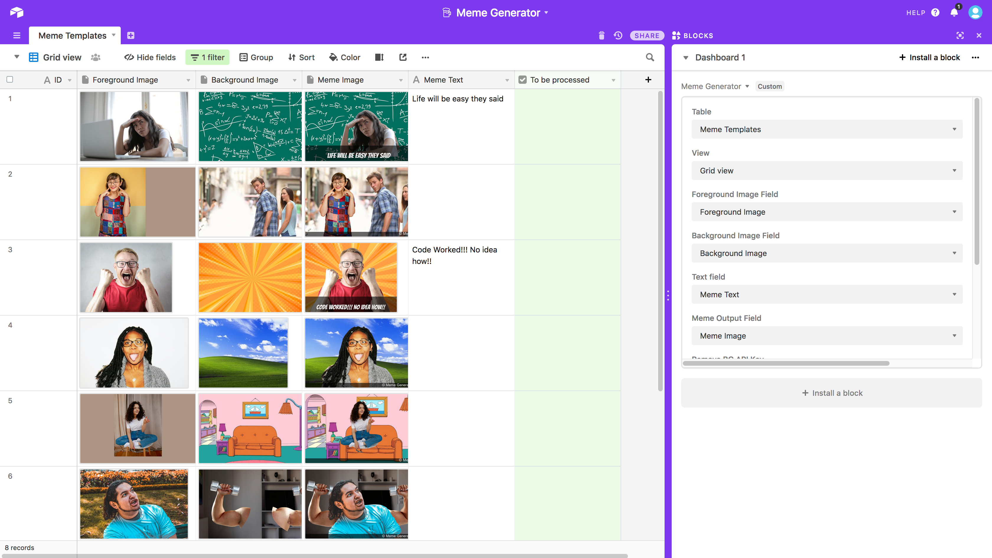 Airtable block Meme Generator