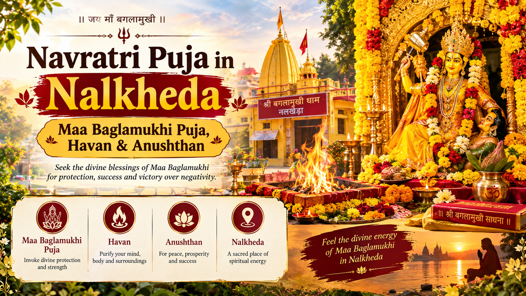 Navratri Puja in Nalkheda: Maa Baglamukhi Puja, Havan & Anushthan
