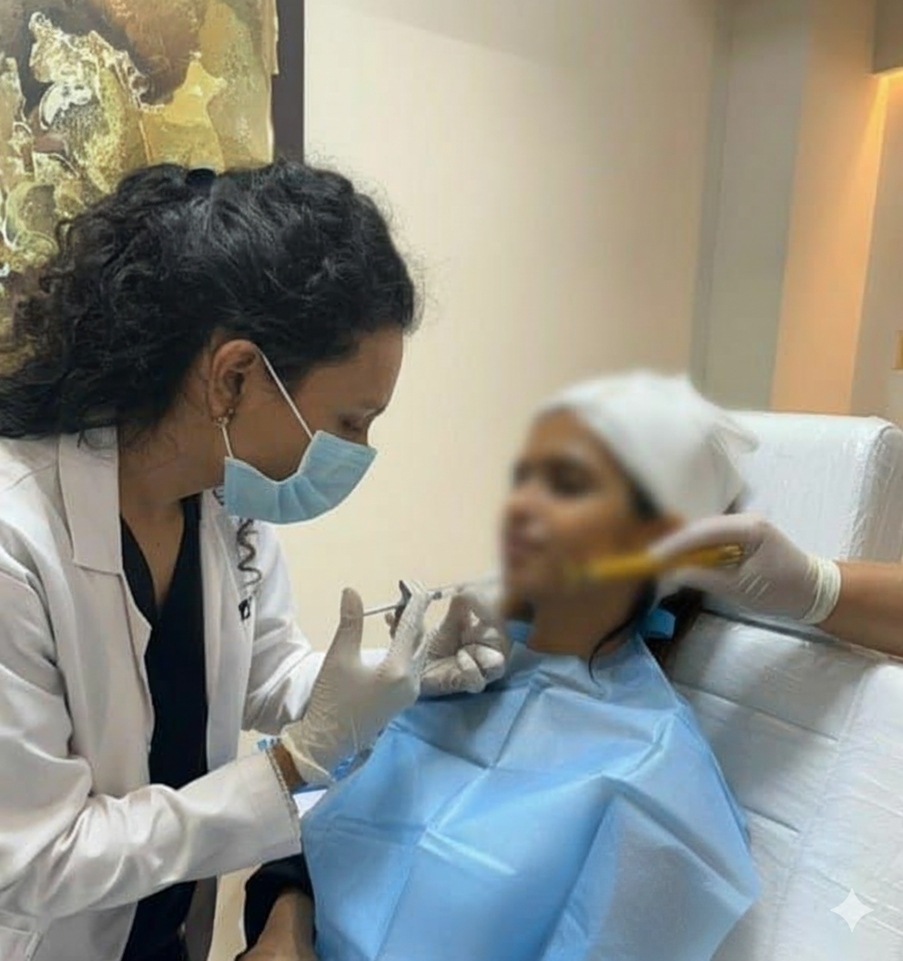 Dr. Indira performing a filler procedure