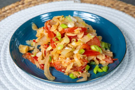 Caribische stewed Saltfish gestoofde Bakkeljauw