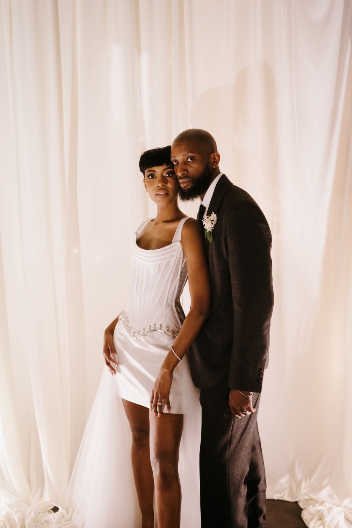 Stunning fine art wedding portraits showcasing the bride Asiah in an elegant designer wedding gown