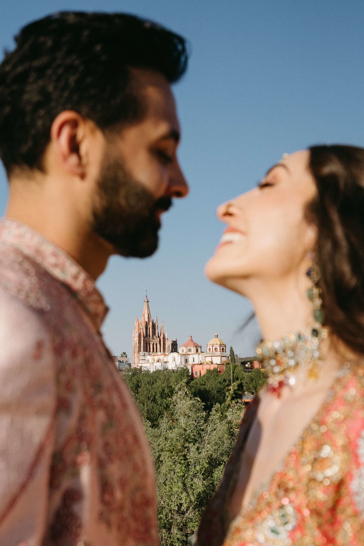 Artistic fine art wedding portraits showcasing the romantic narrative of lovely couple Yulissa and Karan outdoor