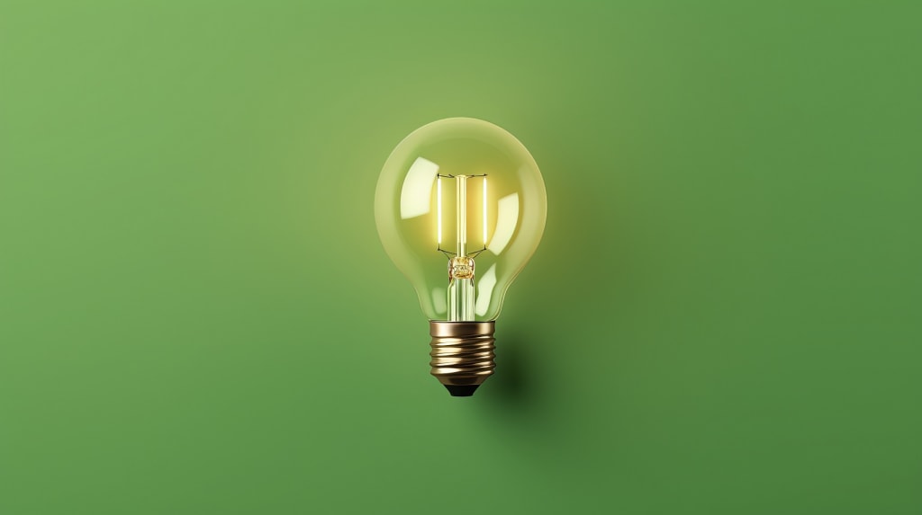 lampadina luce su sfondo verde
