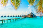 panorama di un villaggio alle Maldive