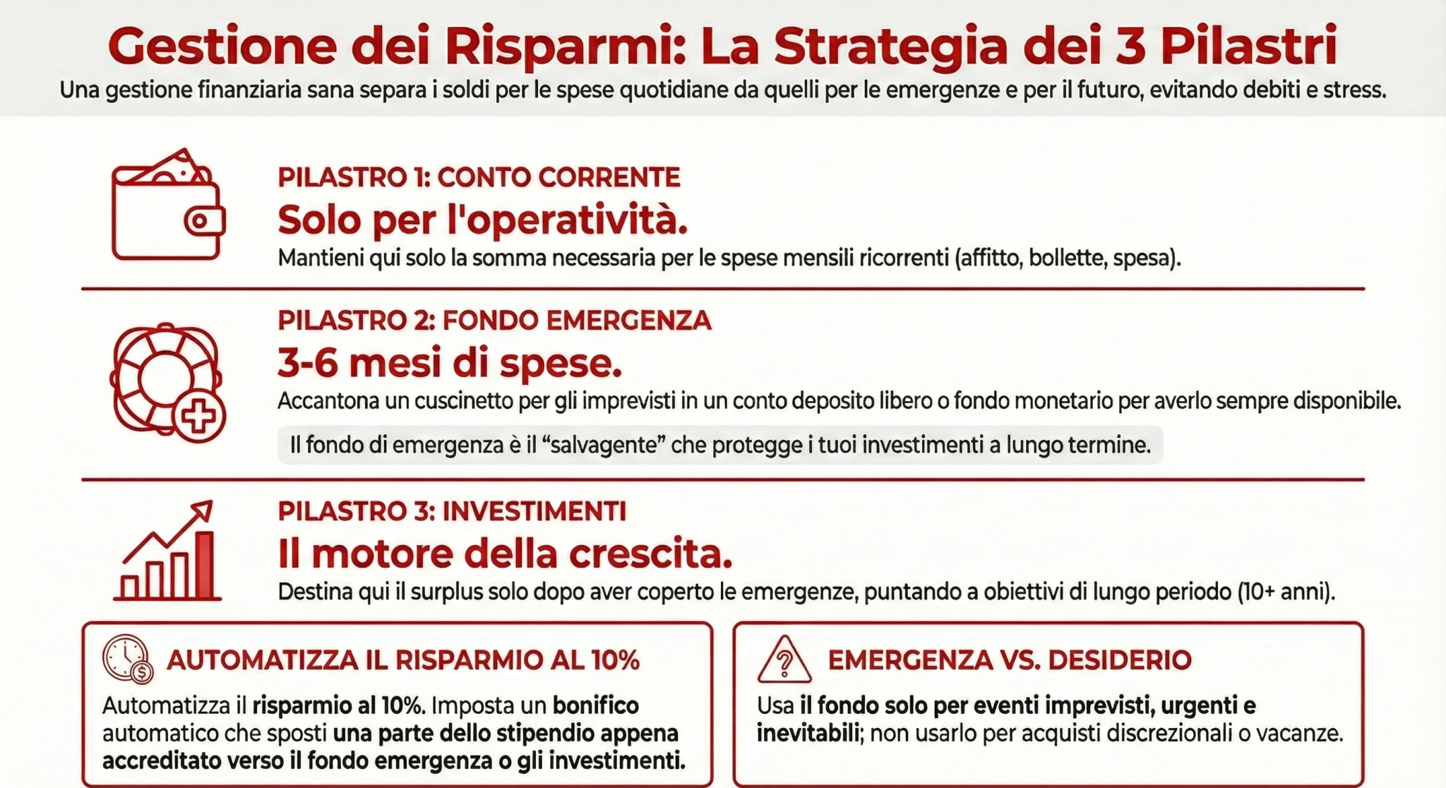 Infografica fondo d emergenza ed investimenti