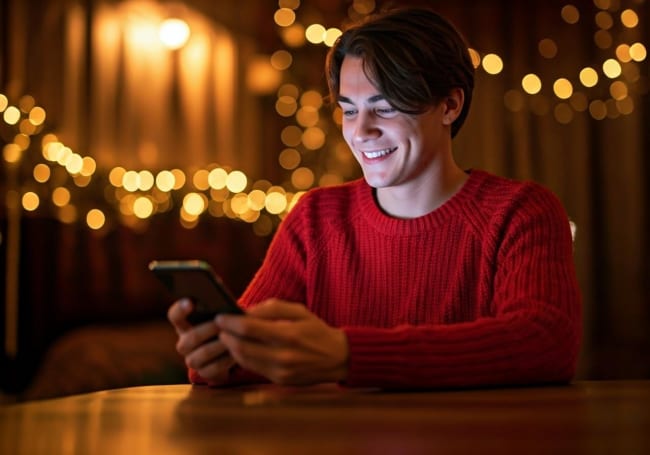 dicembre con smartphone mobile dicembre con smartphone mobile