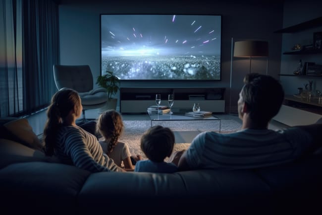 Famiglia guarda televisione