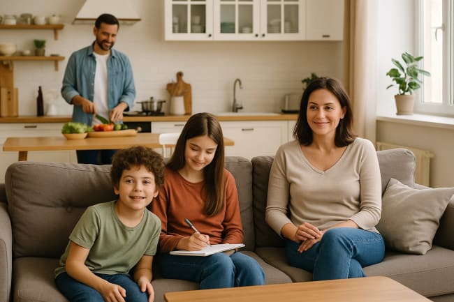 famiglia in cucina famiglia in cucina