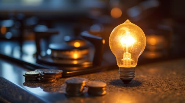 lampadina accanto a forello del gas