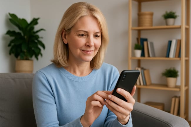 signora con smartphone signora con smartphone