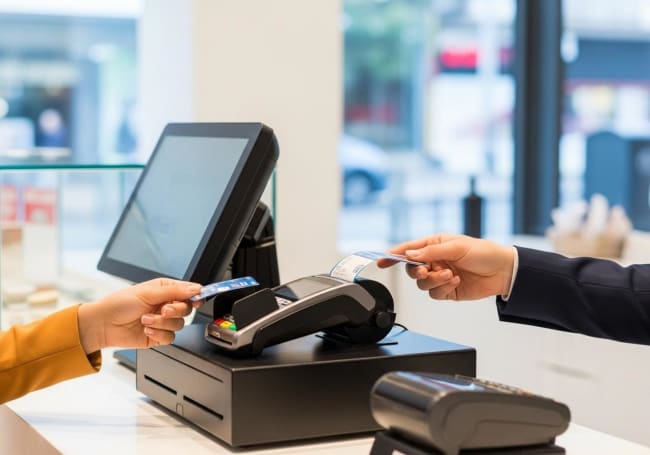 ambiente commerciale moderno luminoso acquisto POS