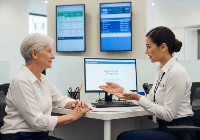 interazione professionale banca anziano rappresentante