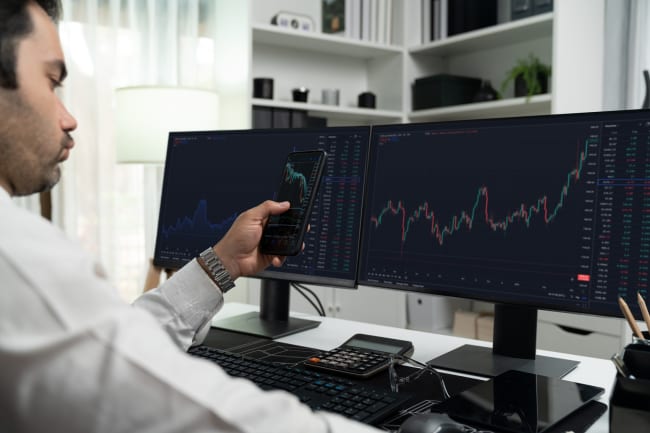 Investitore controlla grafici 