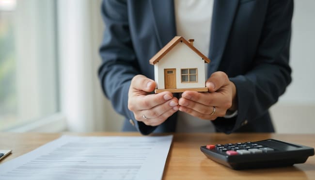 persona tiene modellino di casa in mano