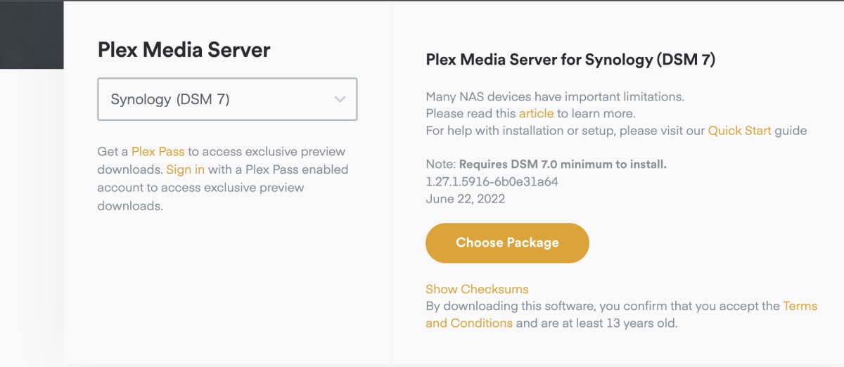 Plex Media Server がSynology DSM7上で動作しない