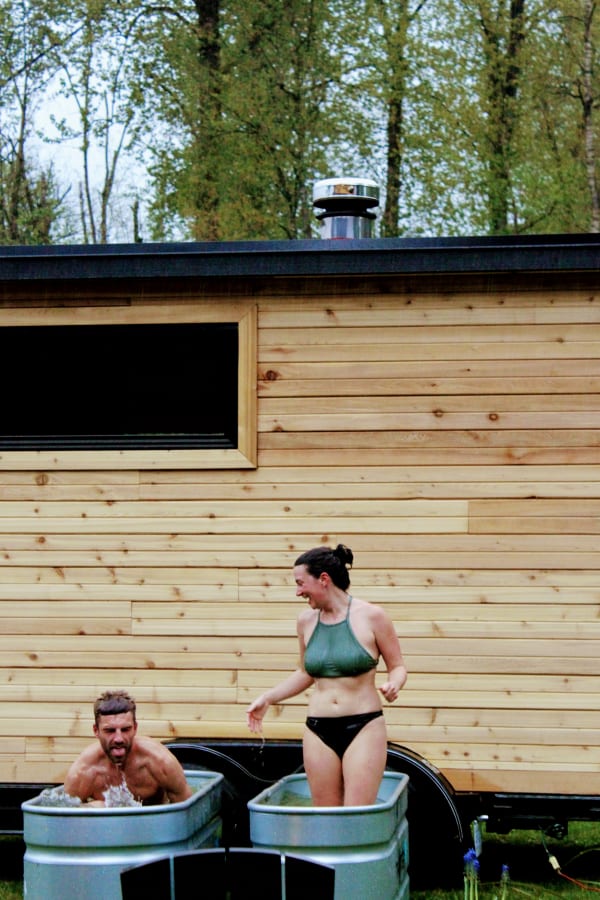 Custom Finnish sauna at a BC wellness location