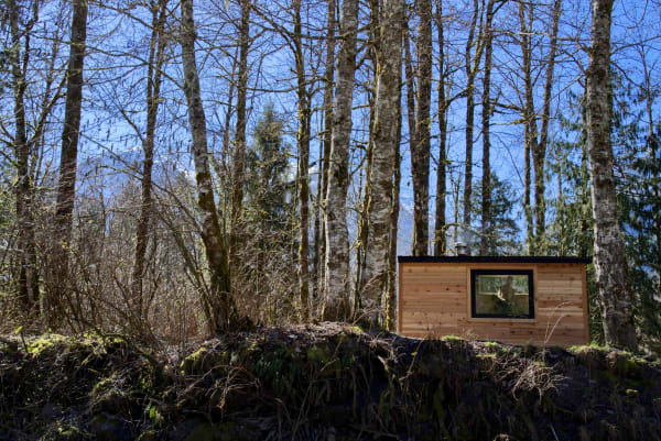 Sauna exterior with modern metal cladding