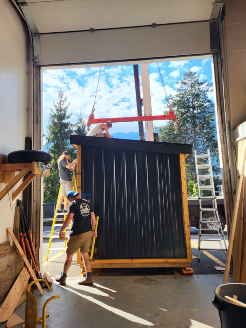 Finished custom Finnish sauna ready for delivery in British Columbia