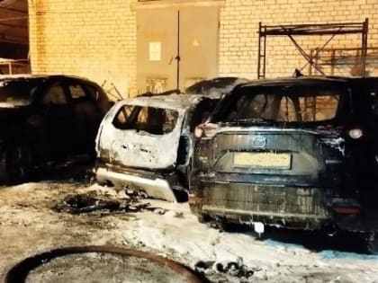 Огонь повредил три иномарки на территории автосалона «Ниссан» в Архангельске