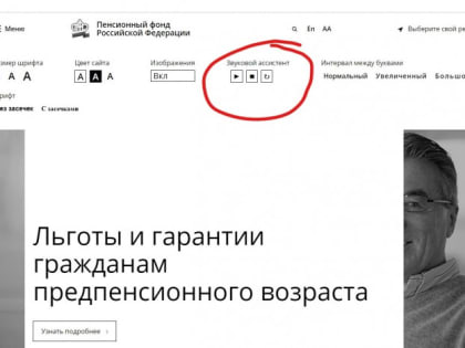 Звуковой ассистент помогает ознакомиться с информацией на сайте Пенсионного фонда