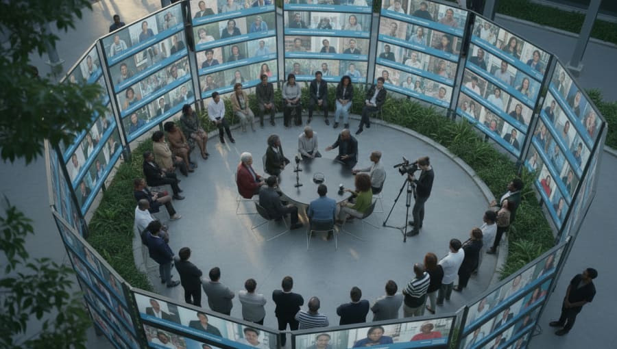 Inside the immersive piece — voices in the room