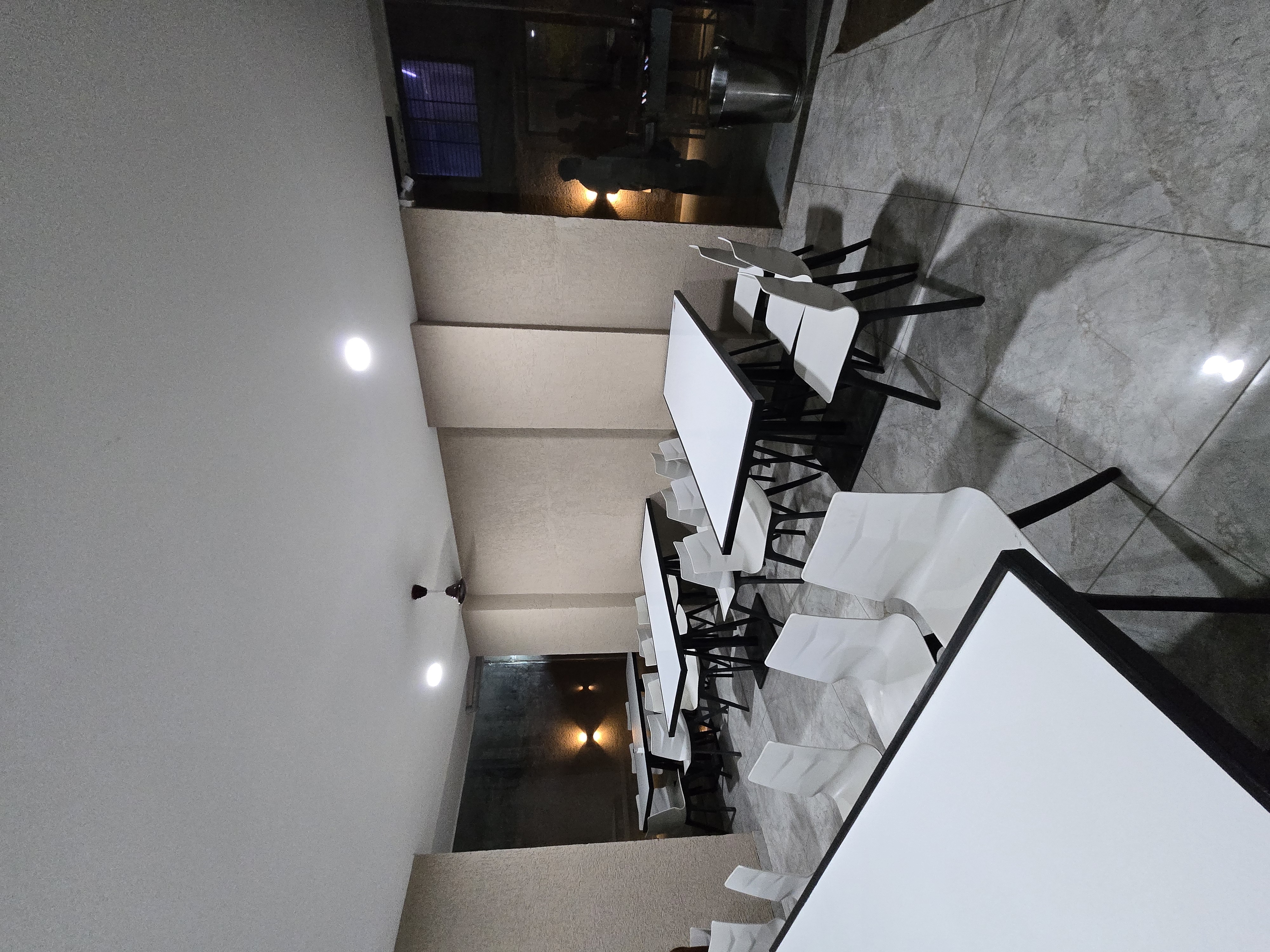 Dining hall at Mansarovar Girls PG, Navrangpura — pure vegetarian meals 4 times a day