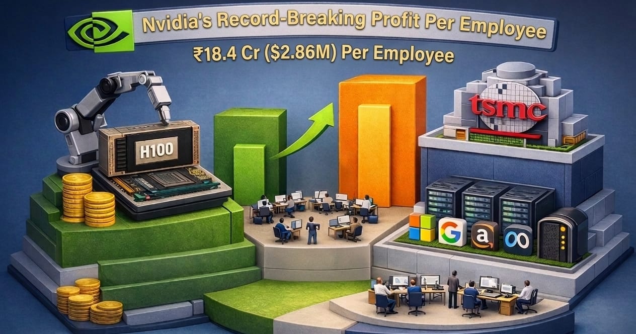Nvidia Earns ₹18.4 Crore Profit Per Employee — The Most Profitable Workforce in Corporate History
