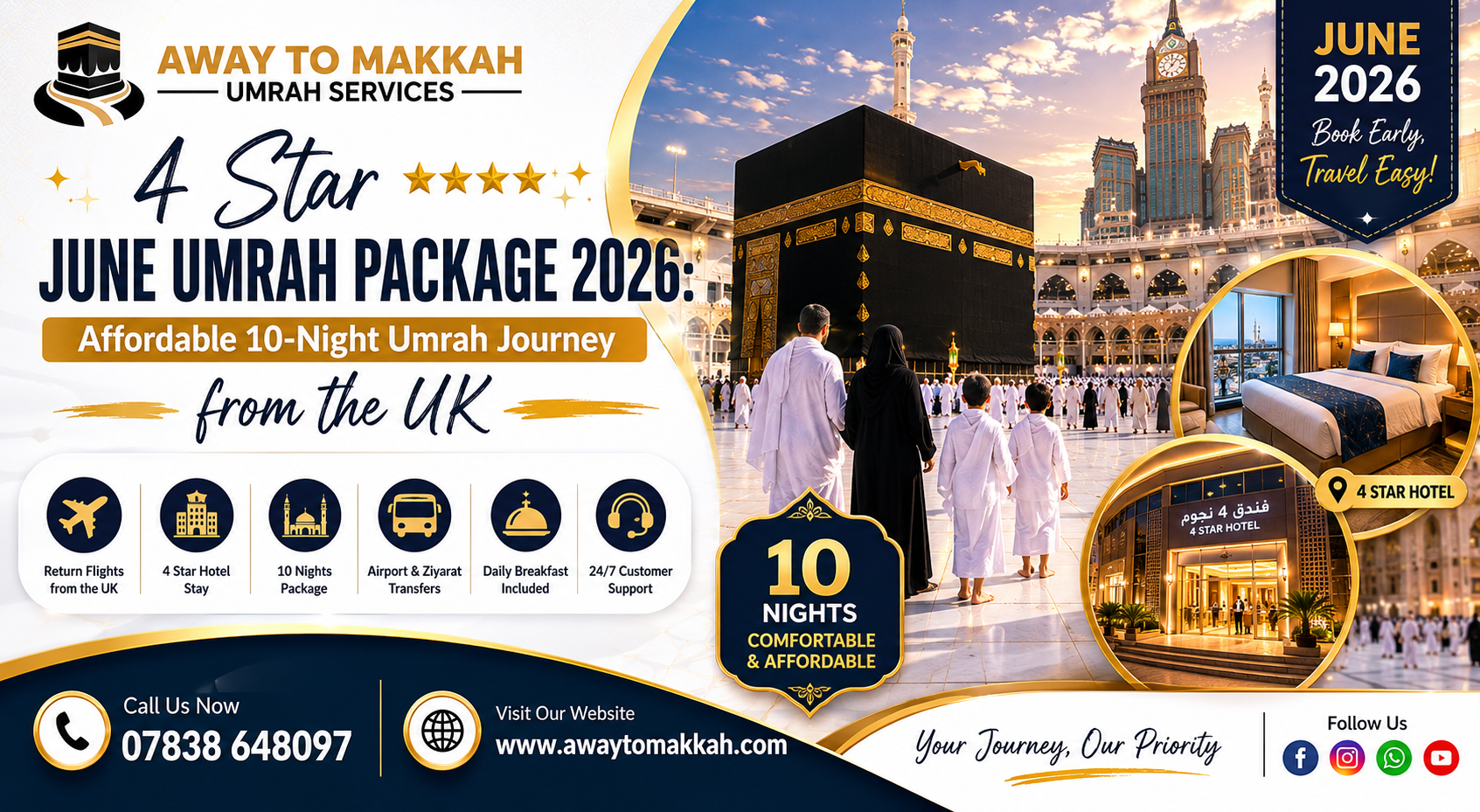 4 Star June Umrah Package 2026: Affordable 10-Night Umrah Journey from the UK