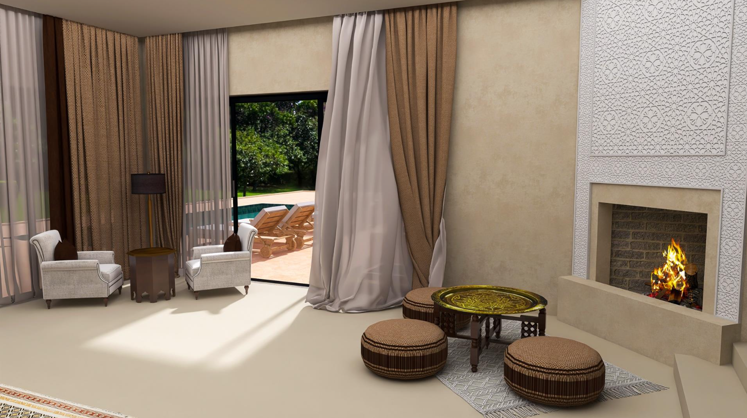Salon — Cheminée & Vue Jardin