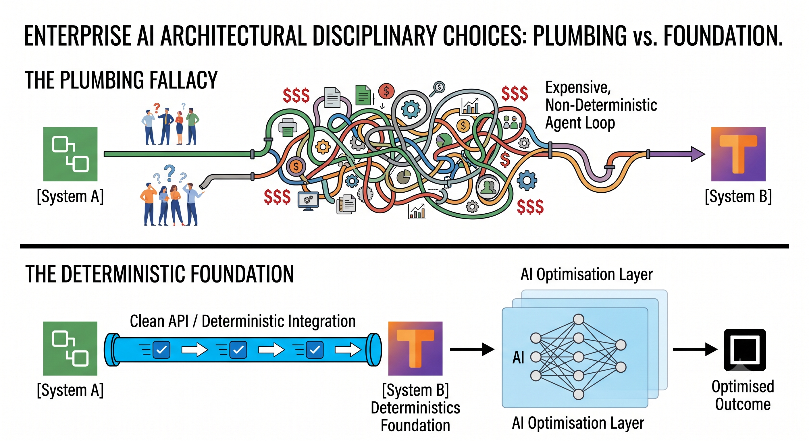 The Plumbing Fallacy: Enterprise Integration vs. Probabilistic AI Loops