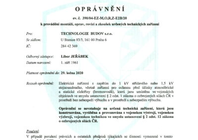 Realizace firmy TECHNOLOGIE BUDOV s.r.o. – Alarmy a kamery – Praha-Běchovice
