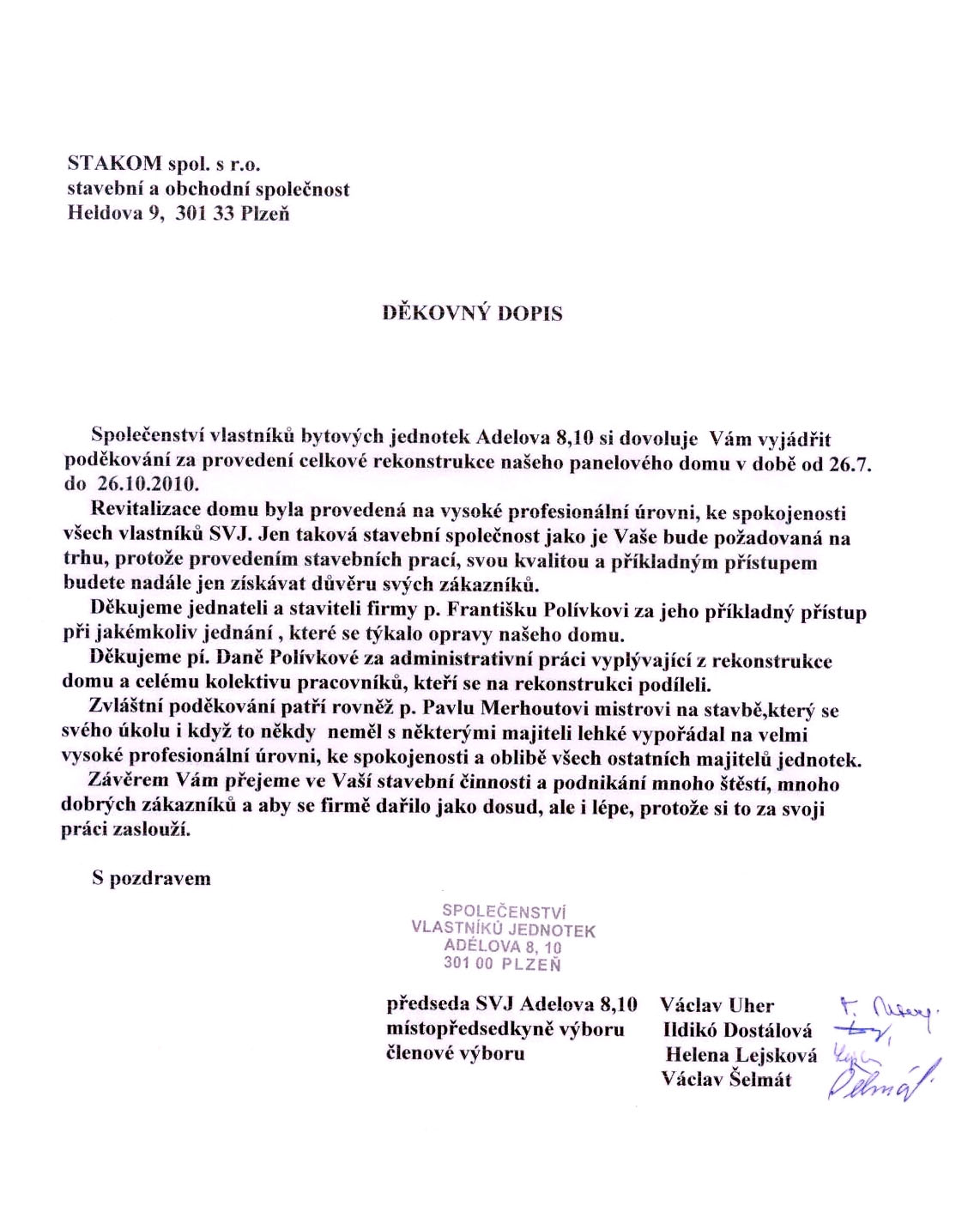 Realizace firmy STAKOM, spol. s r.o. – Fasády a zateplení domů – Plzeň