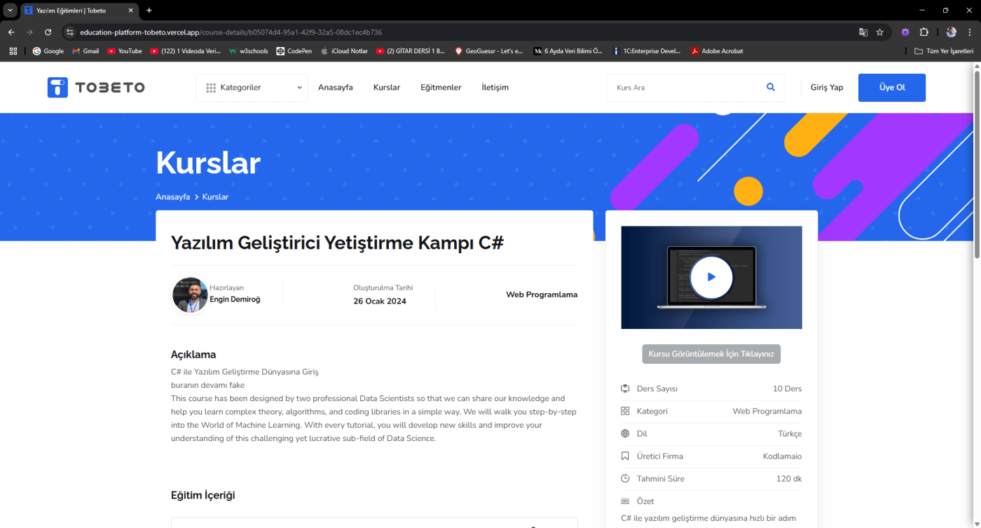 Eğitim Platformu proje görseli