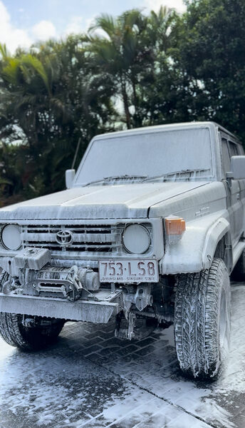 Land Cruiser snow foam pre-wash — HaDa Detailing Brisbane