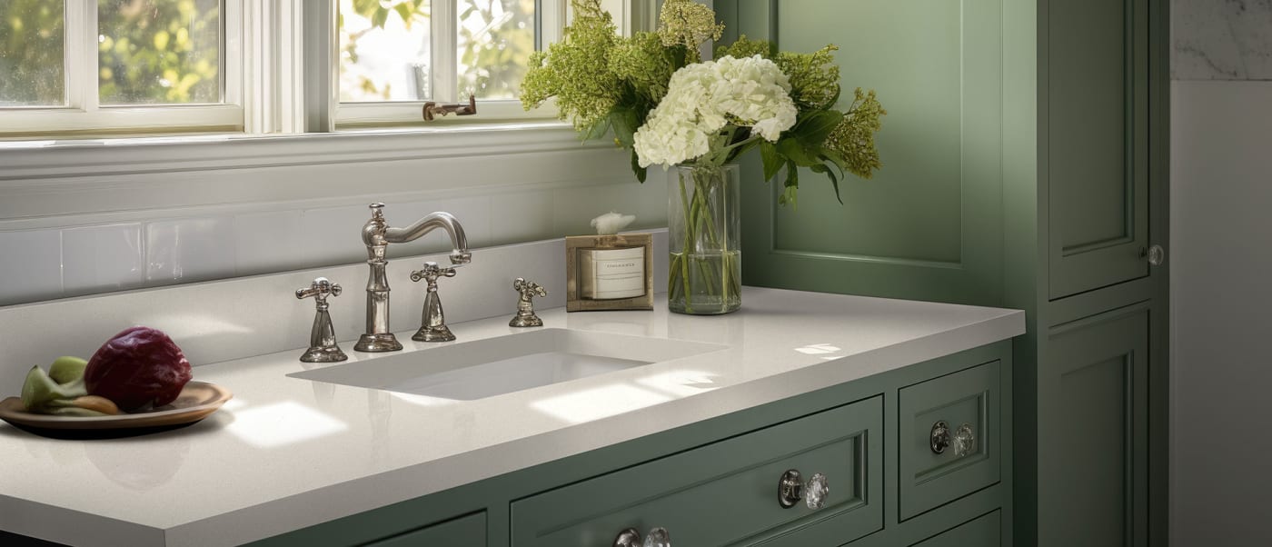 Aruca White Quartz Countertop in Kitchen