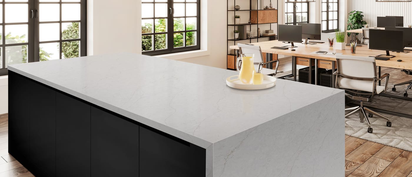 Calacatta Karmelo Quartz Countertop in Kitchen Island